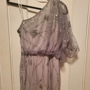 Adrianna Papell Beaded Blouson One Shoulder Dress